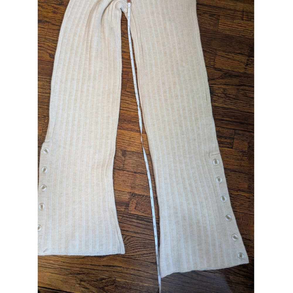 NAADAM Wool Cashmere Ribbed Flare Button Detail Pants Oatmeal Tan Size XS NWT - Picture 10 of 11